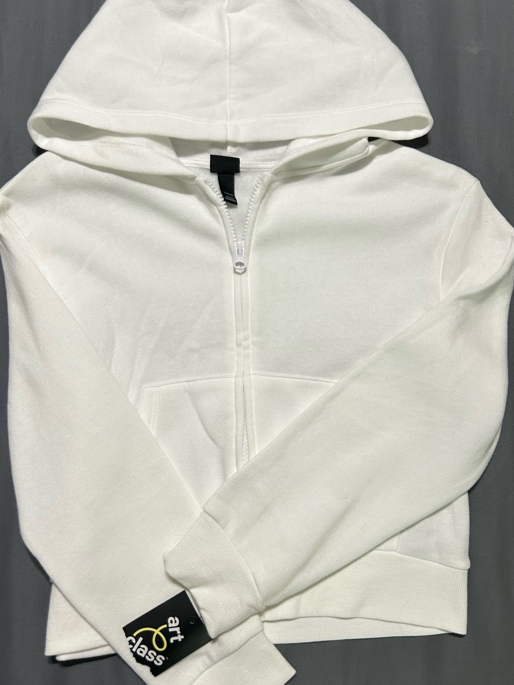 White Full-Zip Hooded Jacket